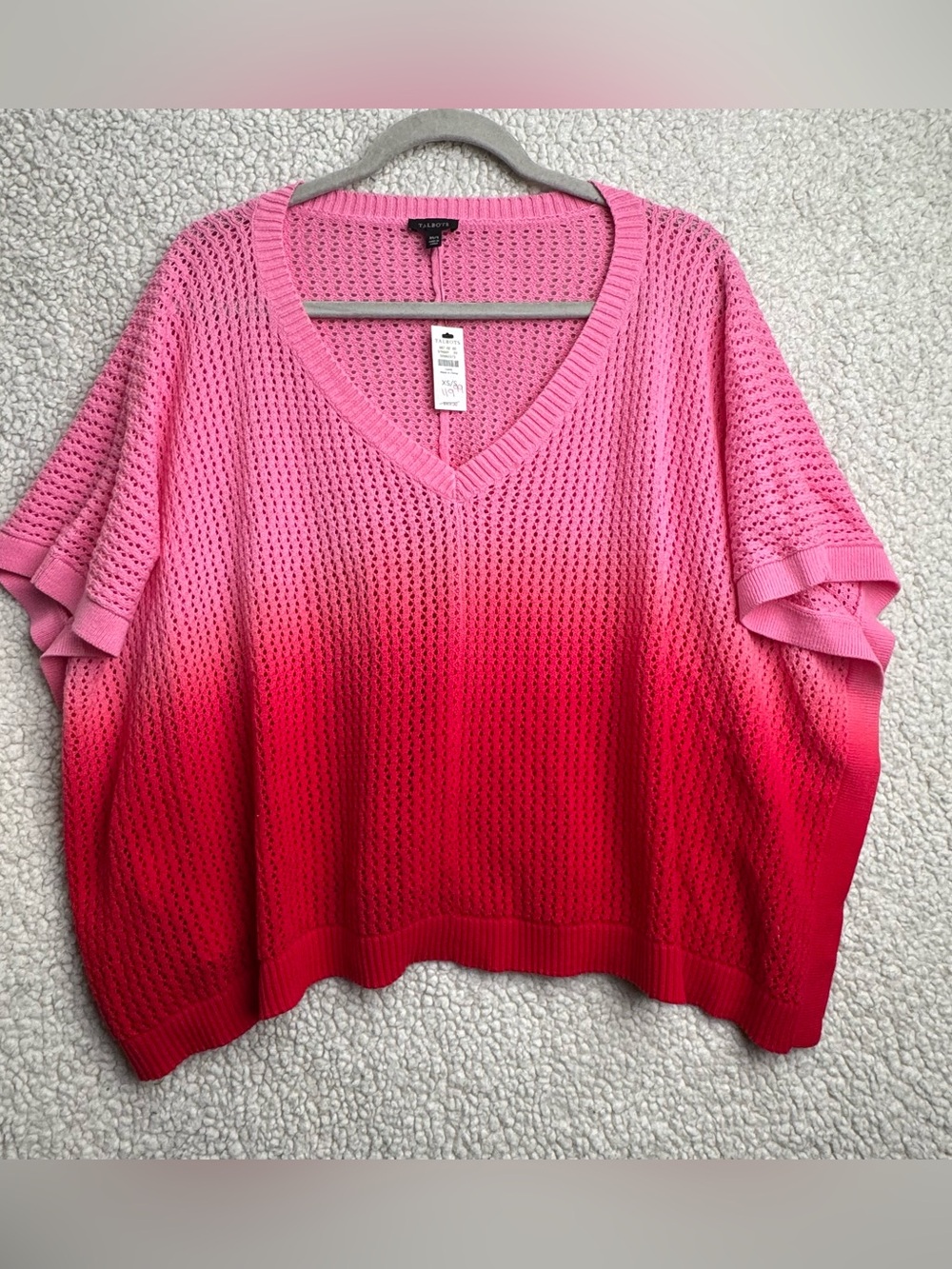 Pink Ombre 100% Cotton Mesh Knit Cropped Top XS Barbiecore Resortwear Relax fit
